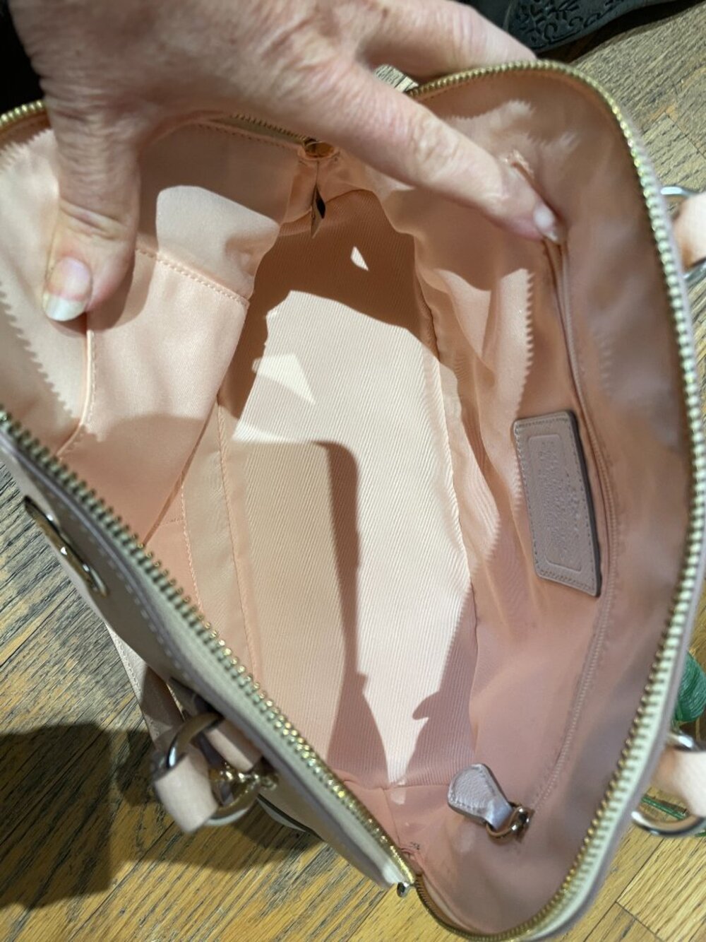Coach Cora Domed Satchel Leather Peach and Cream Handbag - Picture 9 of 14